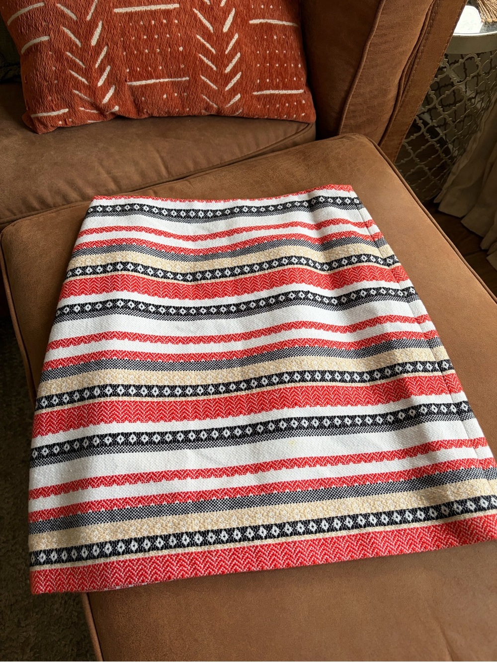 LOFT Women's Striped A-Line Skirt Red Black Cream Size 4